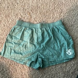 Pink Pajama Shorts, Teal, Size Small